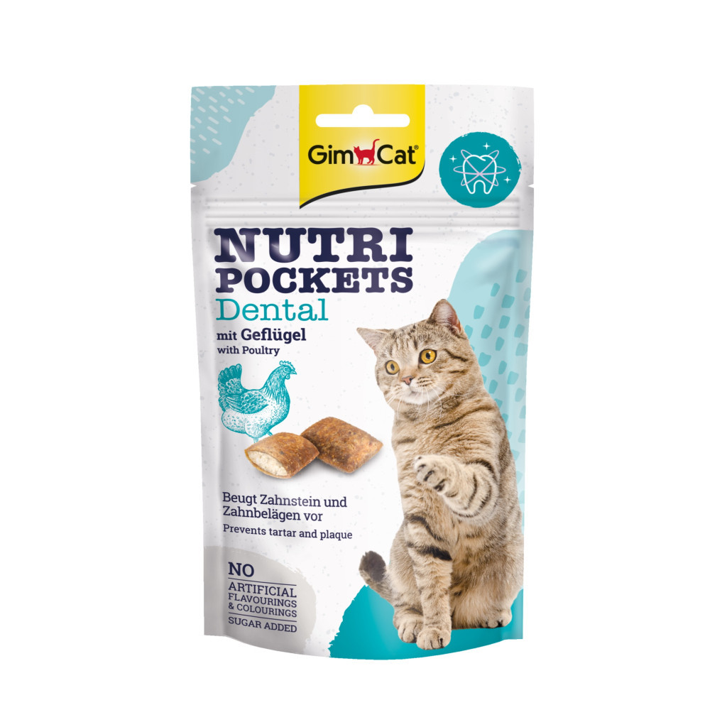 Ласощі для котів GimCat Nutri Pockets Dental для росту зубів 60 г (4002064419336) - фото 1