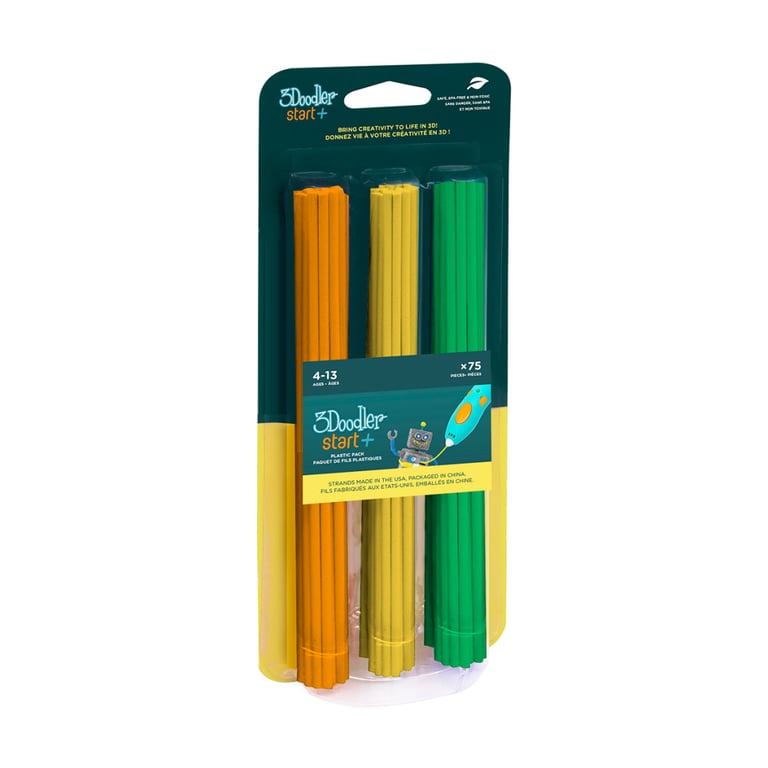 Стрижень для 3D-ручки 3Doodler набір Мікс (75 шт: помаранчевий, жовтий, зелений) (3DS-ECO-MIX2-75) - фото 1