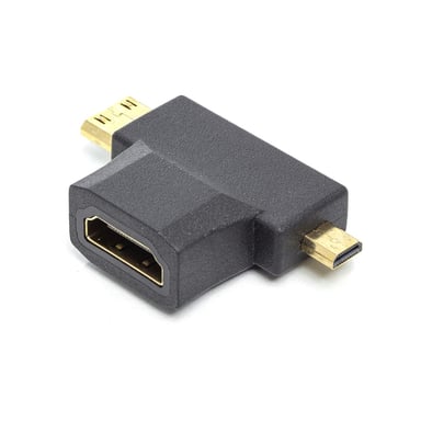 Перехідник HDMI (F) to mini HDMI (M) / micro HDMI (M) PowerPlant (CA912056) - фото 1