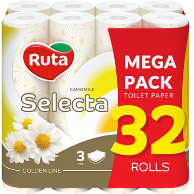 Туалетний папір Ruta Selecta з ароматом ромашки 3 шари 32 рулони (4820202894834) - фото 1