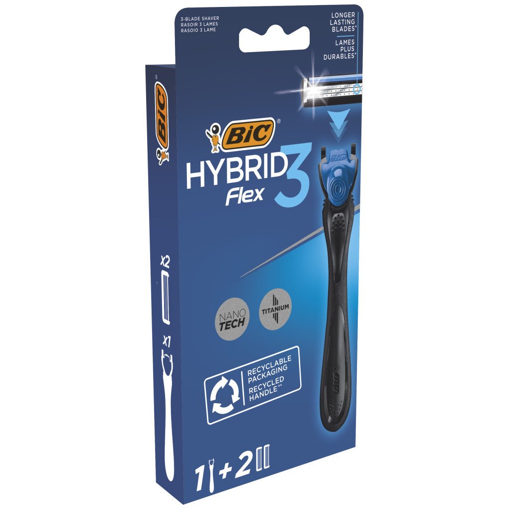 Бритва Bic Flex 3 Hybrid з 2 змінними картриджами (3086123519114) - фото 1 Бритва Bic Flex 3 Hybrid з 2 змінними картриджами (3086123519114) - фото 1