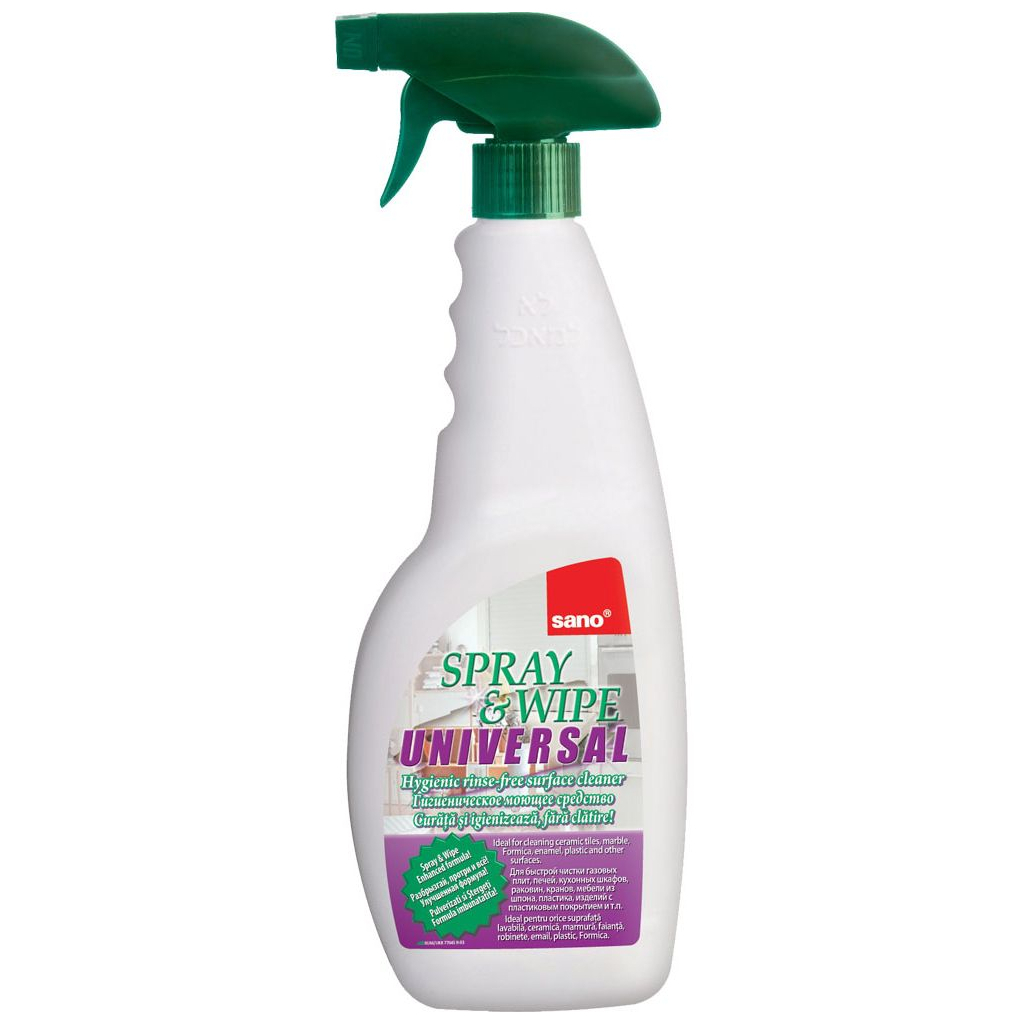 Спрей для чищення ванн Sano Spray & Wipe Універсальний для будь-яких поверхонь 750 мл (7290000292915) - фото 1 Спрей для чищення ванн Sano Spray & Wipe Універсальний для будь-яких поверхонь 750 мл (7290000292915) - фото 1