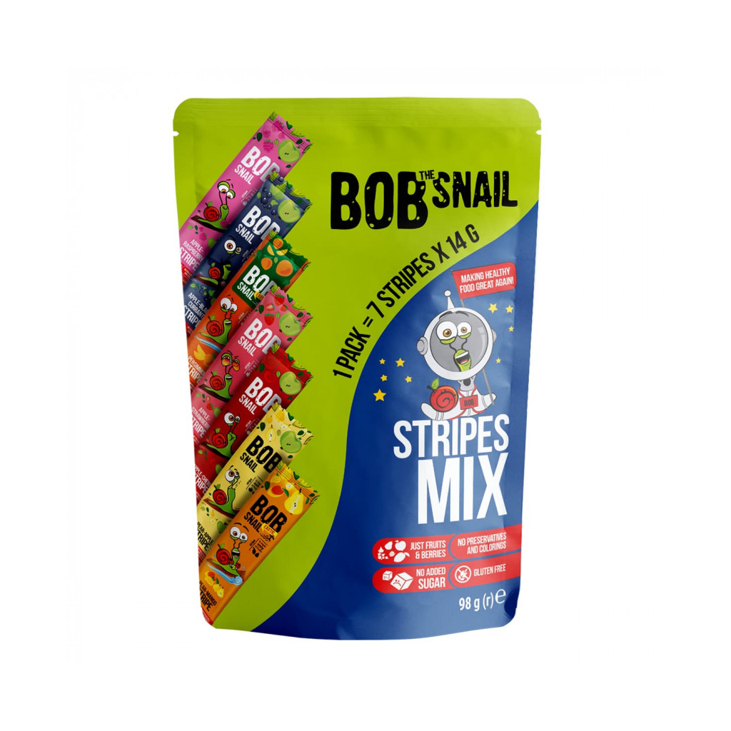 Цукерка Bob Snail асорті страйпи фруктово-ягідні 100 г (4820219343851) - фото 1