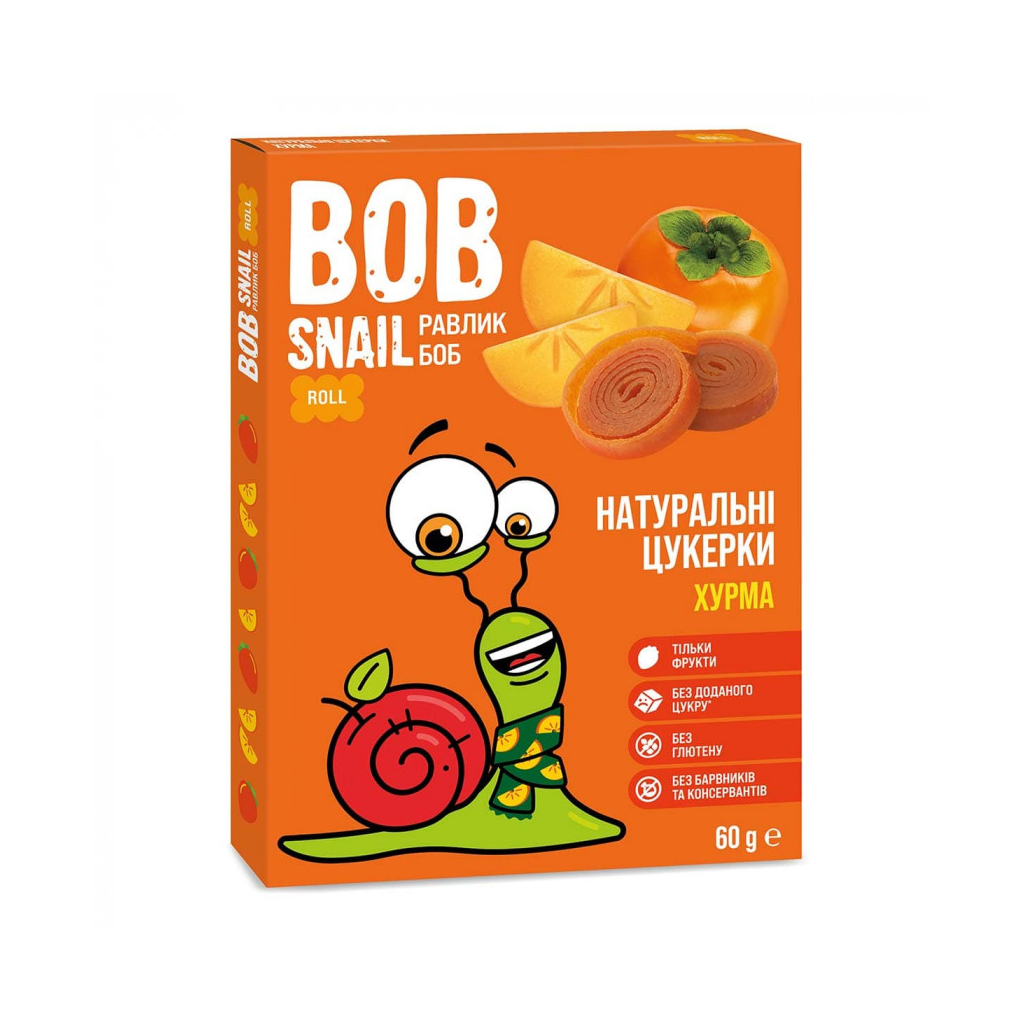 Цукерка Bob Snail Равлик Боб Хурма, 60 г (4820219341536) - фото 1 Цукерка Bob Snail Равлик Боб Хурма, 60 г (4820219341536) - фото 1