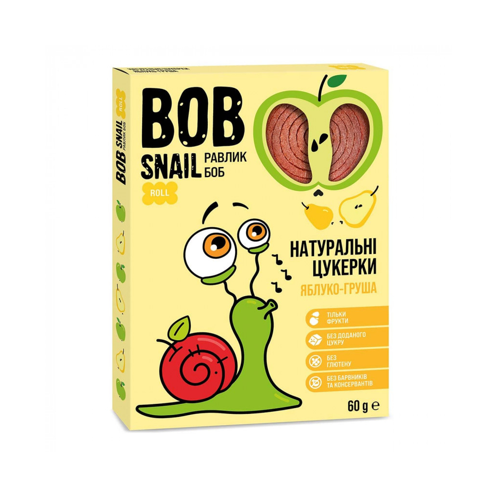 Цукерка Bob Snail Равлик Боб Яблучно-грушева 60 г (4820162520187) - фото 1