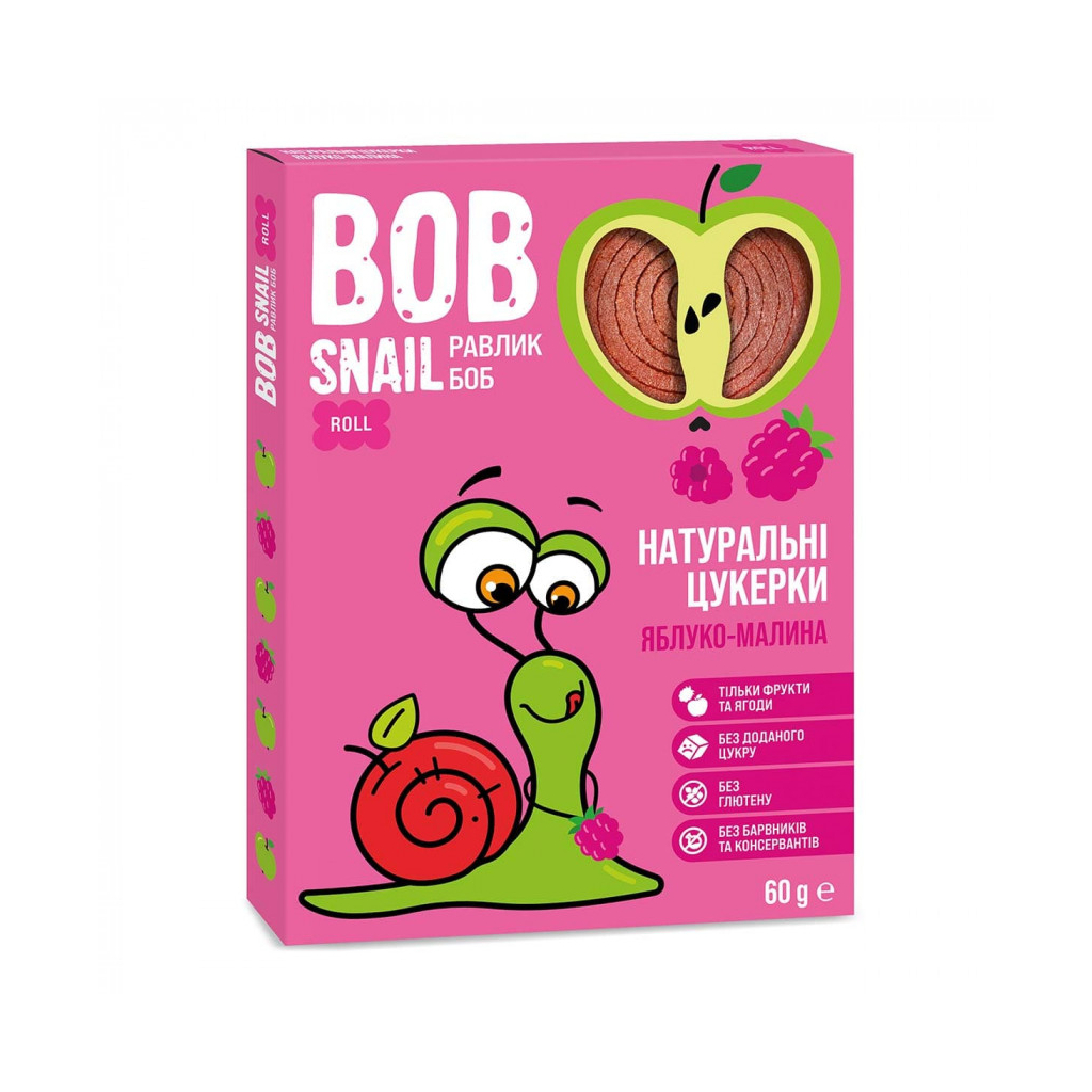 Цукерка Bob Snail Равлик Боб Яблучно-Малина 60 г (4820162520453) - фото 1