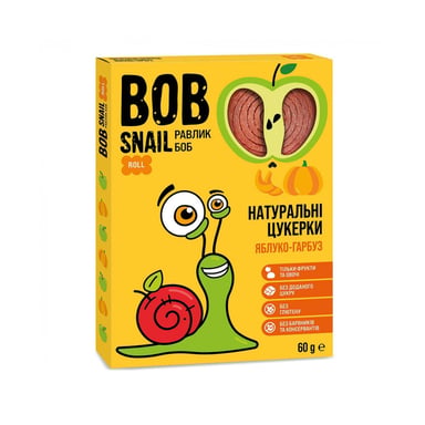 Цукерка Bob Snail Равлик Боб Яблучно-Гарбуз 60 г (4820162520200) - фото 1