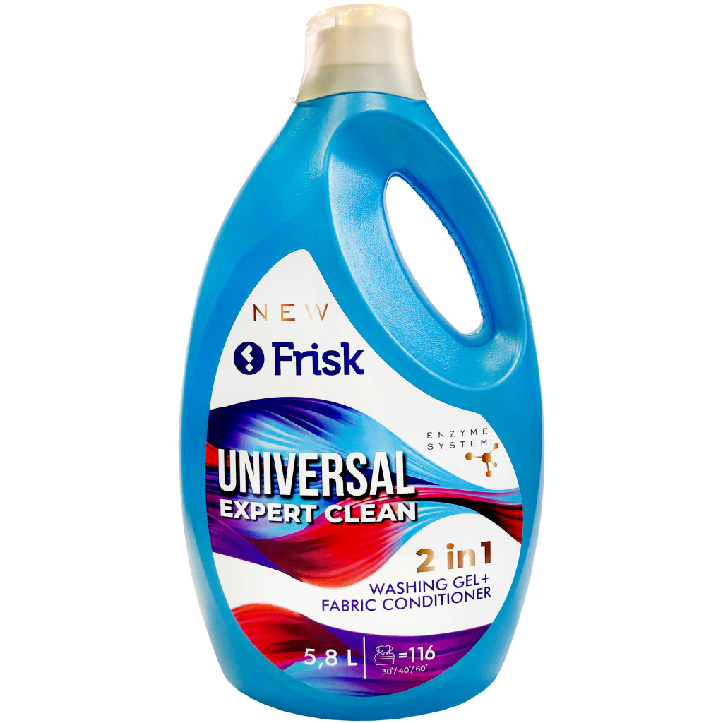 Гель для прання Frisk Universal Expert Clean 2 in 1 5.8 л (4820197121281) - фото 1 Гель для прання Frisk Universal Expert Clean 2 in 1 5.8 л (4820197121281) - фото 1