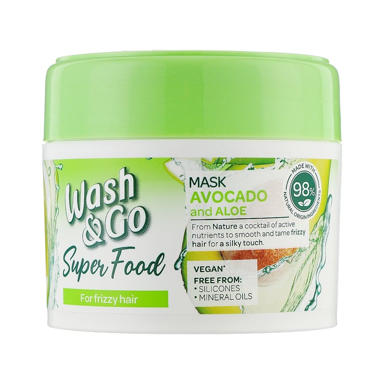 Маска для волосся Wash&Go Super Food з авокадо і алое вера 300 мл (8008970053097) - фото 1