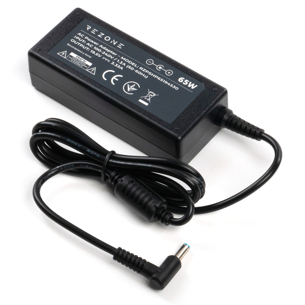 Блок живлення до ноутбуку Rezone HP 65W 19.5V 3.33А 4.5*3.0 (RZPSHP65194530) - фото 1 Блок живлення до ноутбуку Rezone HP 65W 19.5V 3.33А 4.5*3.0 (RZPSHP65194530) - фото 1