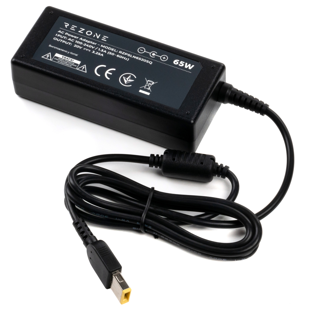 Блок живлення до ноутбуку Rezone Lenovo 65W 20V 3.25А square with pin (RZPSLN6520SQ) - фото 1 Блок живлення до ноутбуку Rezone Lenovo 65W 20V 3.25А square with pin (RZPSLN6520SQ) - фото 1