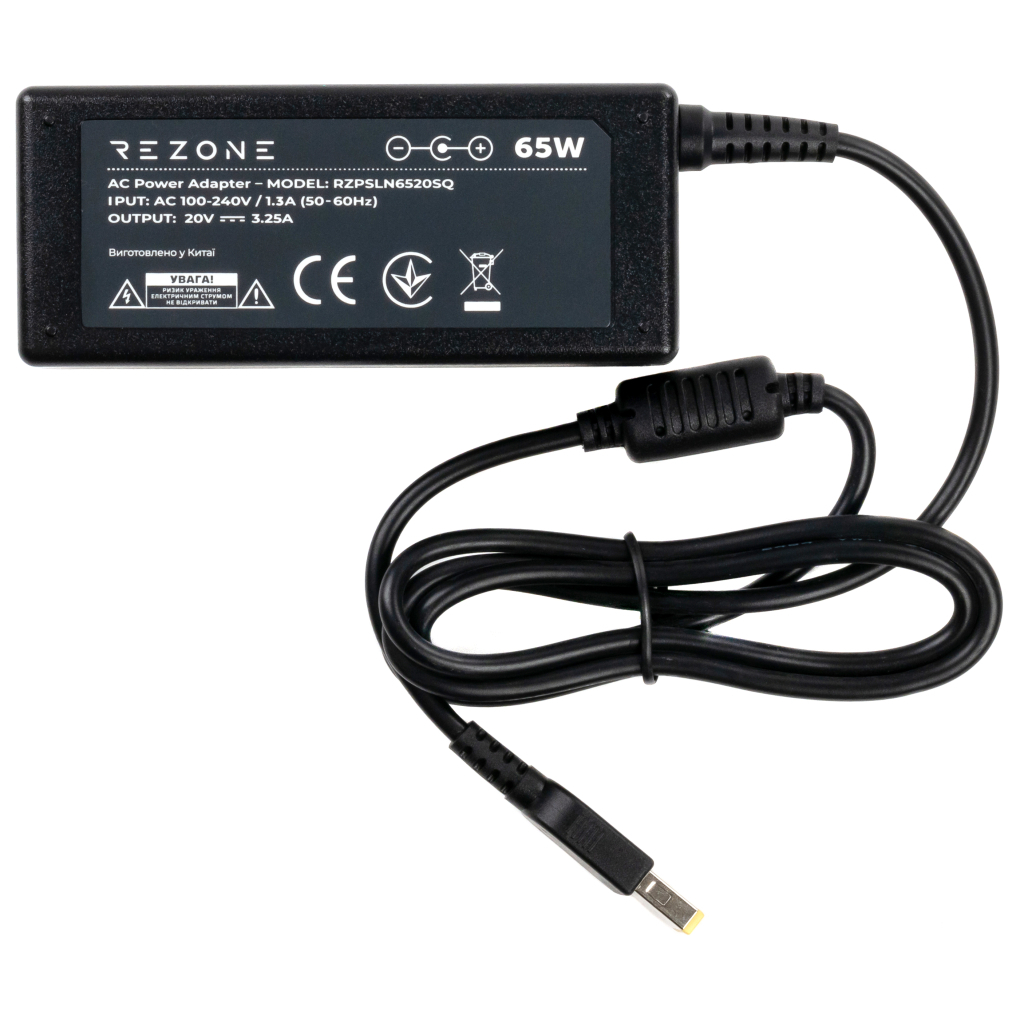 Блок живлення до ноутбуку Rezone Lenovo 65W 20V 3.25А square with pin (RZPSLN6520SQ) - фото 2 Блок живлення до ноутбуку Rezone Lenovo 65W 20V 3.25А square with pin (RZPSLN6520SQ) - фото 2