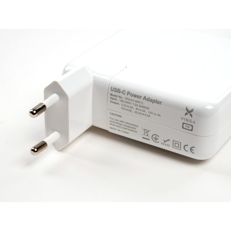 Блок живлення до ноутбуку Vinga Apple 87W 5.2V3A/9V3A/12V3A/15V3A/20.2V4.3A USB-C (VPA-87-APP-C) - фото 4