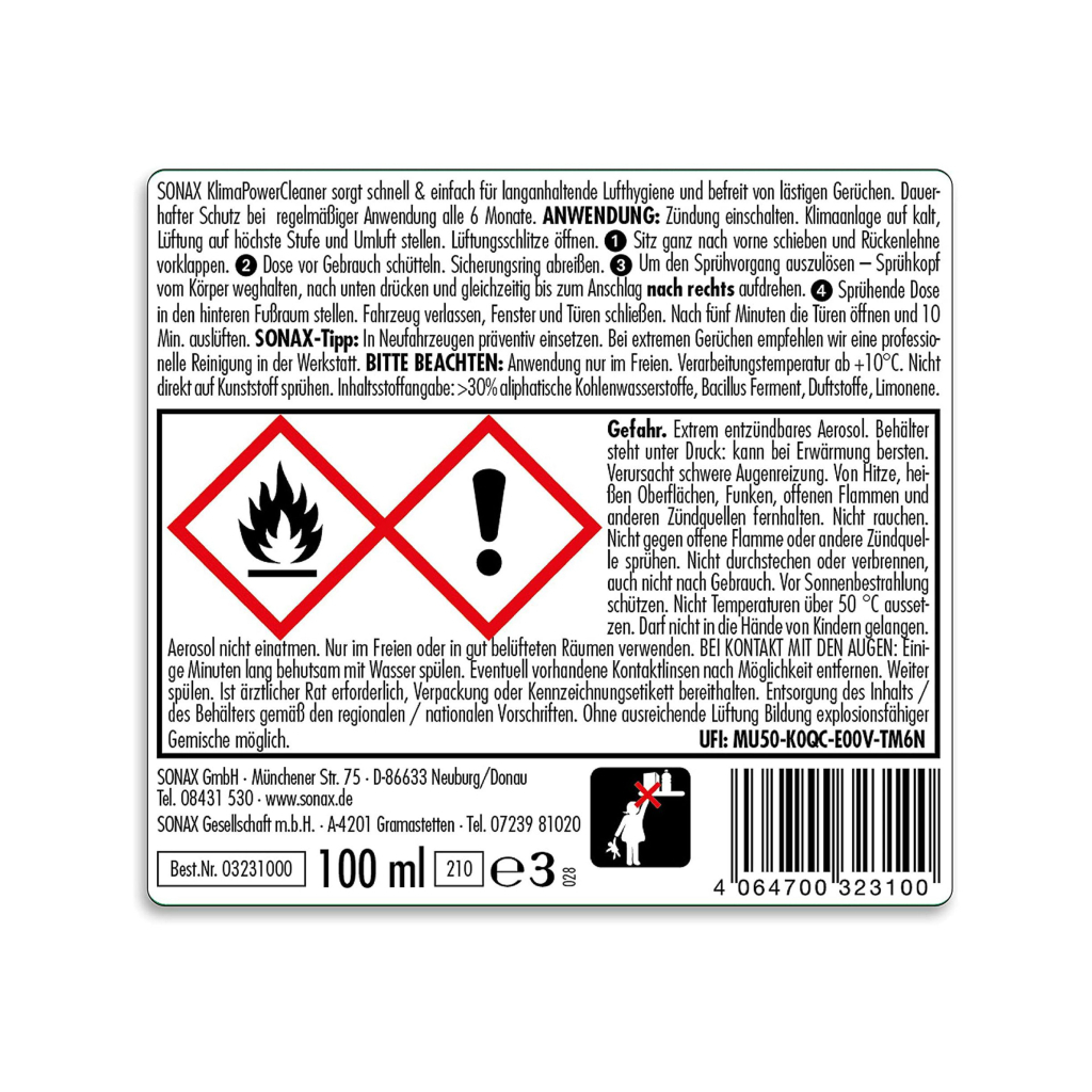 Автомобільний очисник Sonax Klima Power Cleaner AirAid symbiotisch Thekendisplay 100 мл (323100) - фото 2 Автомобільний очисник Sonax Klima Power Cleaner AirAid symbiotisch Thekendisplay 100 мл (323100) - фото 2