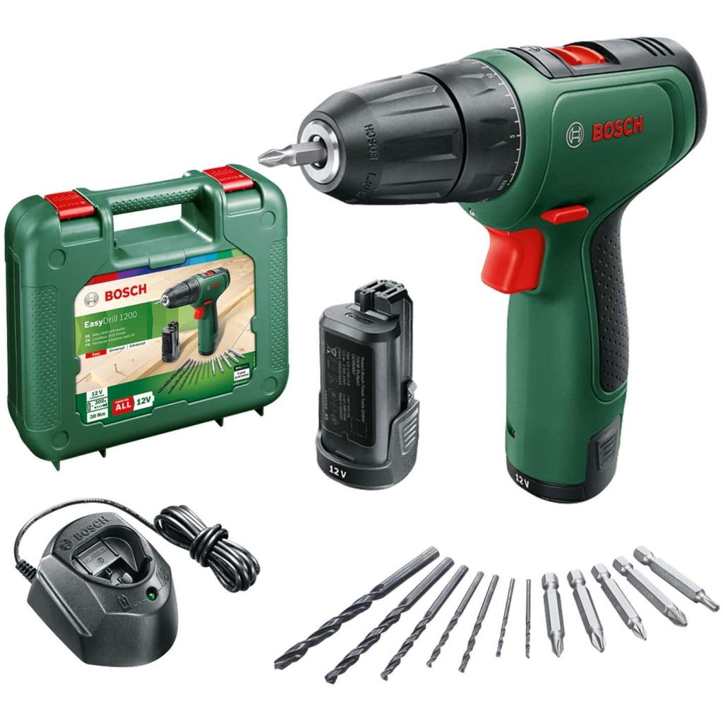 Шуруповерт Bosch EasyDrill 1200, 12В, 2х1.5Ач, ЗП, набір свердл і біт, кейс (0.603.9D3.007) - фото 2 Шуруповерт Bosch EasyDrill 1200, 12В, 2х1.5Ач, ЗП, набір свердл і біт, кейс (0.603.9D3.007) - фото 2