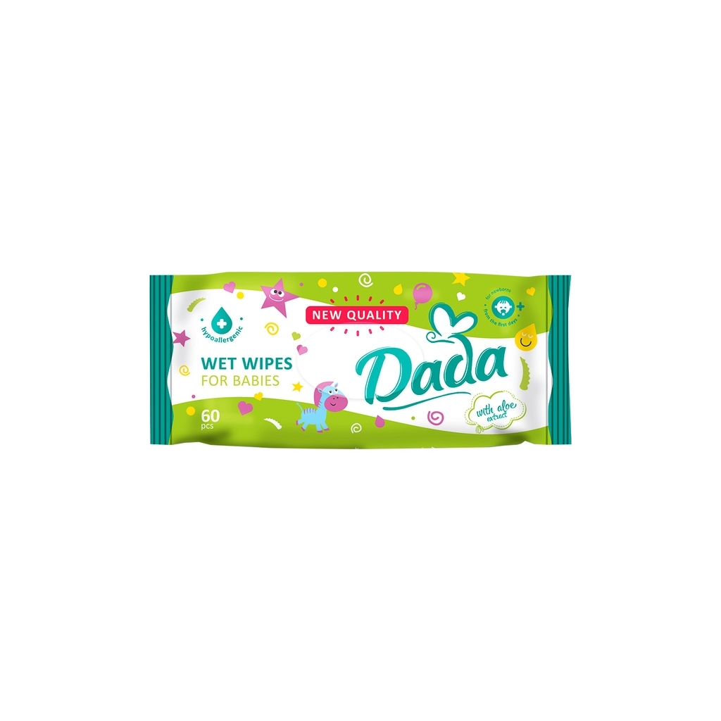 Дитячі вологі серветки Dada з екстрактом алое, 60 шт (4820174980375) - фото 1 Дитячі вологі серветки Dada з екстрактом алое, 60 шт (4820174980375) - фото 1