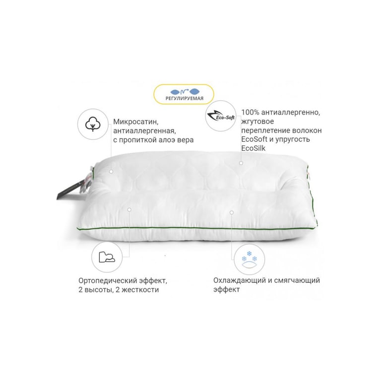 Подушка MirSon ортопедична DeLuxe Eco-Soft Aloe Vera 564 ортопедична 50х70 (2200000625151) - фото 5
