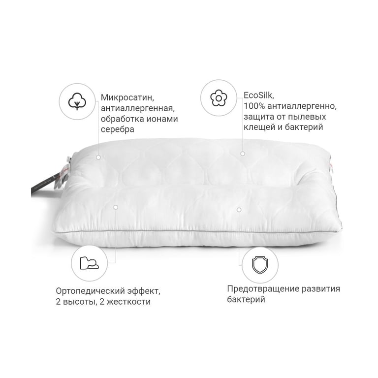 Подушка MirSon ортопедична Premium Eco Silver 148 Середня 50x70 см (2200000393036) - фото 5