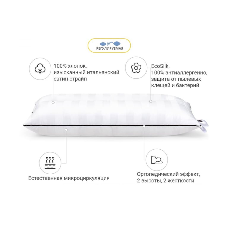 Подушка MirSon ортопедична Premium антиаллергенная 50x70 см (2200000008558) - фото 5