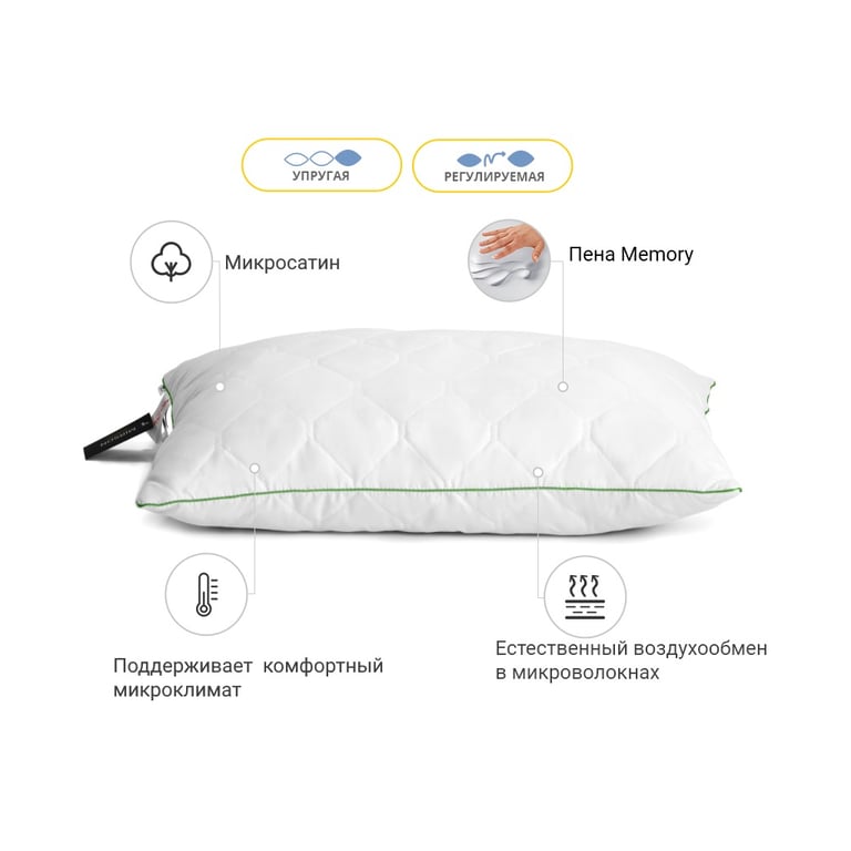 Подушка MirSon 1470 Eco memory effekt Висока 50х70 см (2200001539846) - фото 3