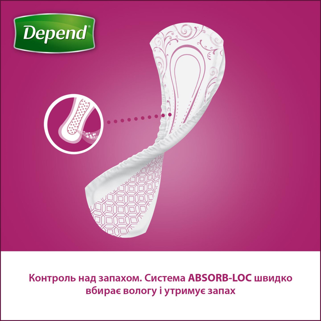 Урологічні прокладки Depend Normal Plus Pad 12 шт. (5029053546162/5029053561585) - фото 5 Урологічні прокладки Depend Normal Plus Pad 12 шт. (5029053546162/5029053561585) - фото 5