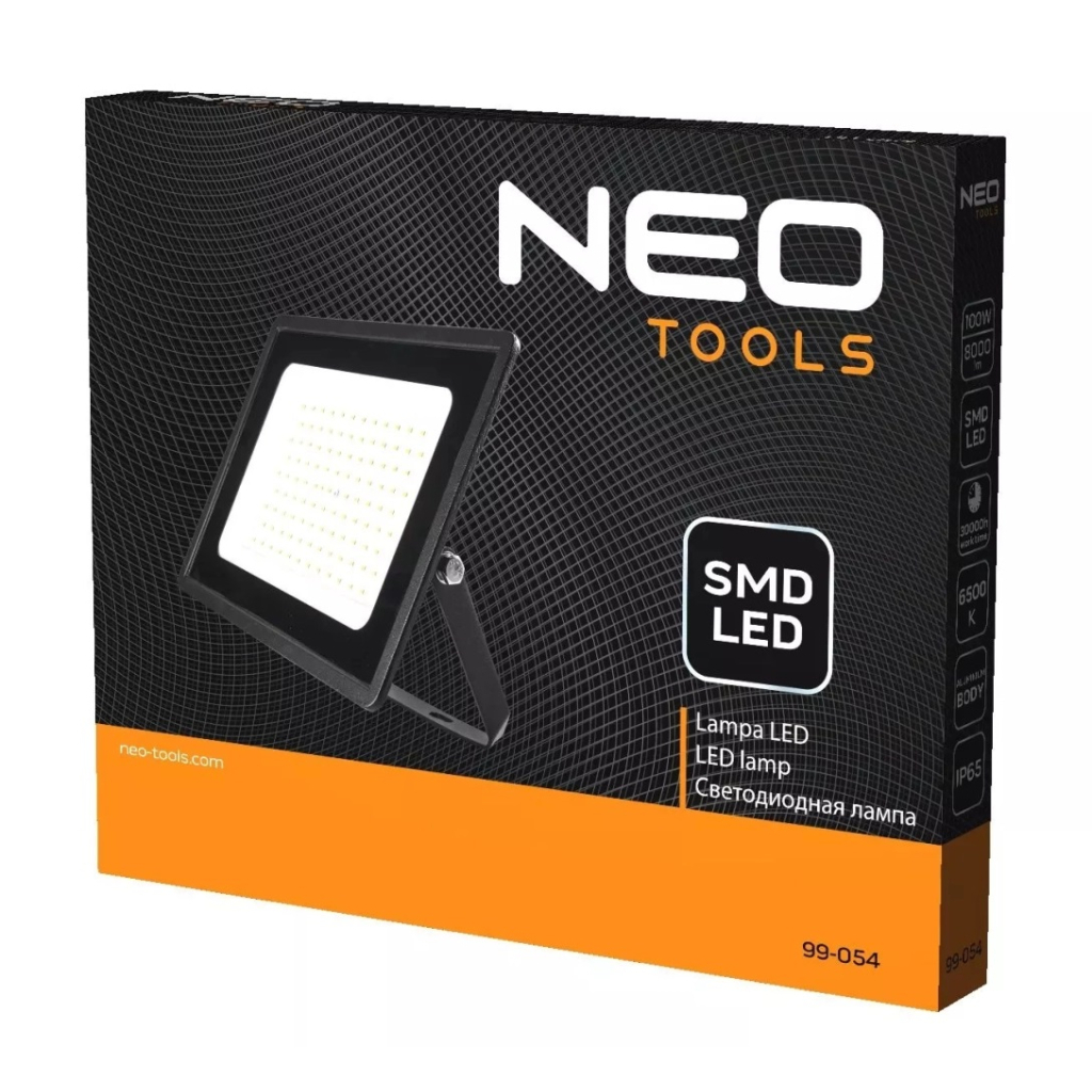 Прожектор Neo Tools алюміній, 220 В, 100Вт, 8000 люмен, SMD LED, кабель 0.3 м бе (99-054) - фото 3 Прожектор Neo Tools алюміній, 220 В, 100Вт, 8000 люмен, SMD LED, кабель 0.3 м бе (99-054) - фото 3