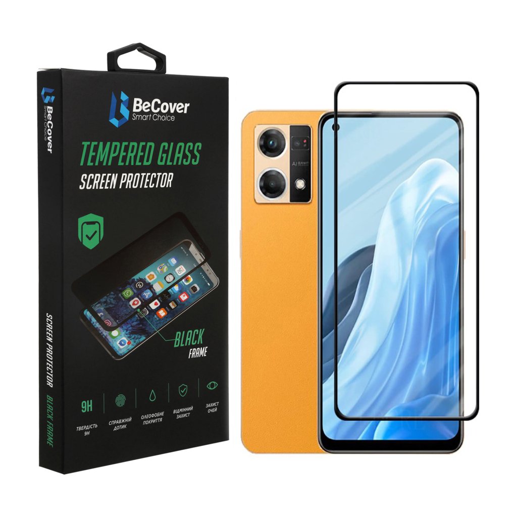 Скло захисне BeCover Oppo Reno7 Black (707605) Скло захисне BeCover Oppo Reno7 Black (707605)