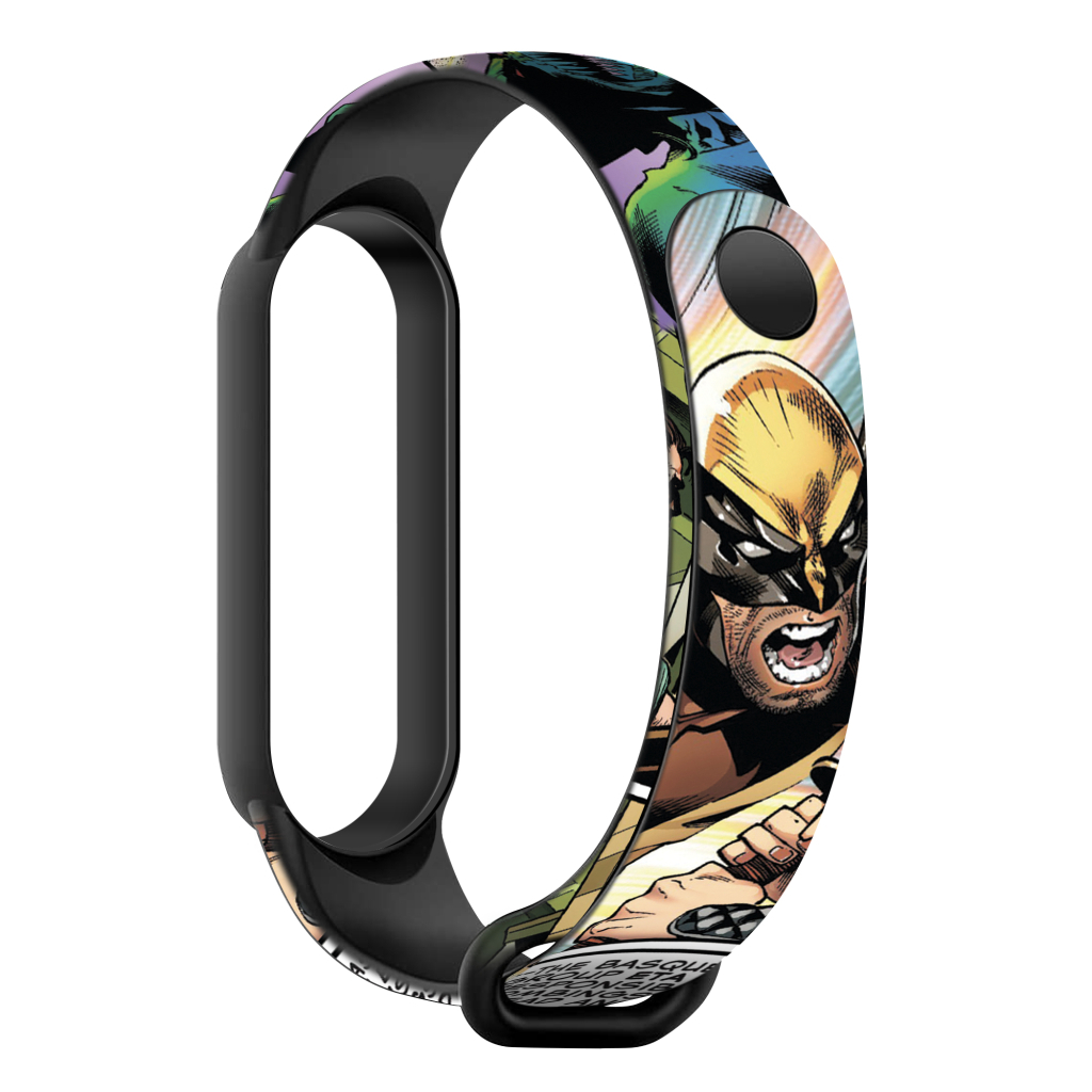 Ремінець до фітнес браслета Armorstandart Superhero для Xiaomi Mi Band 7/6/5 Wolverine comix Black (ARM59265) - фото 1 Ремінець до фітнес браслета Armorstandart Superhero для Xiaomi Mi Band 7/6/5 Wolverine comix Black (ARM59265) - фото 1