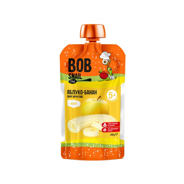 Дитяче пюре Bob Snail Равлик Боб Яблуко-Банан 250 г (4820219345176)