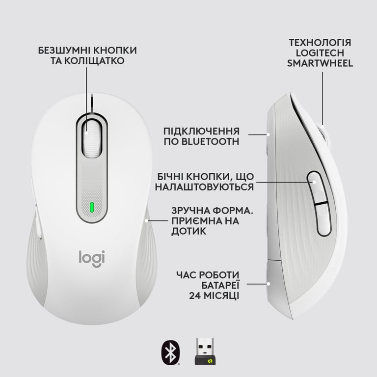 Мишка Logitech Signature M650 Wireless for Business Off-White (910-006275) - фото 6