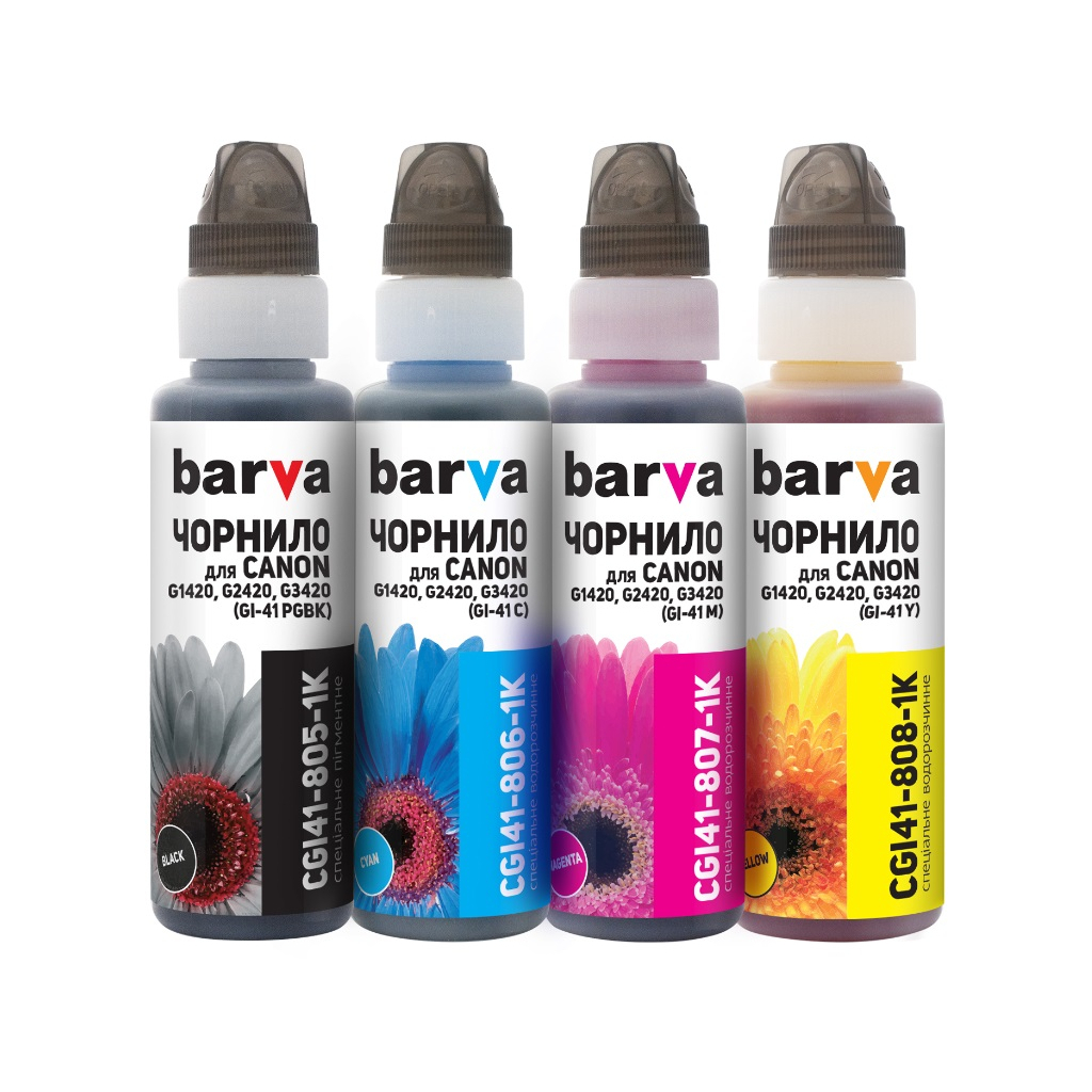 Чорнило Barva Canon GI-41 4x100 мл, OneKey, 1K (CGI41-1K-MP) - фото 1 Чорнило Barva Canon GI-41 4x100 мл, OneKey, 1K (CGI41-1K-MP) - фото 1