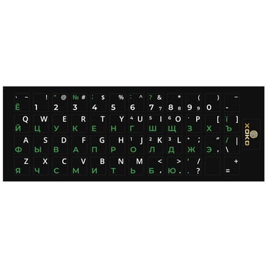 Наклейка на клавіатуру XoKo 48 keys UA/rus green, Latin white (XK-KB-STCK-SM) - фото 1