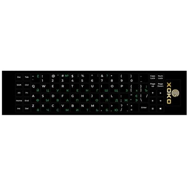 Наклейка на клавіатуру XoKo 68 keys UA/rus green, Latin white (XK-KB-STCK-MD) - фото 1