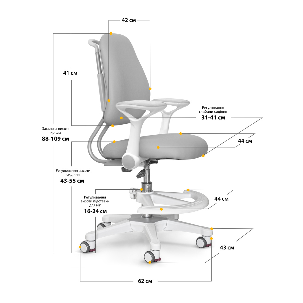 Дитяче крісло s Mio Ergo Grey Evo-kids (Y-507 G) - фото 3 Дитяче крісло s Mio Ergo Grey Evo-kids (Y-507 G) - фото 3