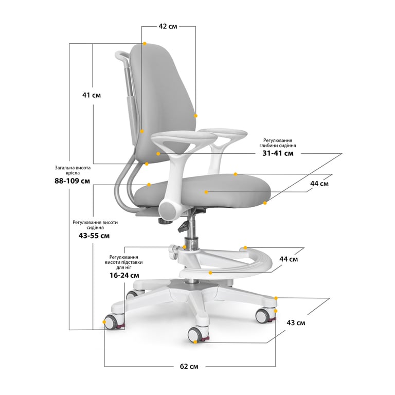 Дитяче крісло s Mio Ergo Grey Evo-kids (Y-507 G) - фото 3