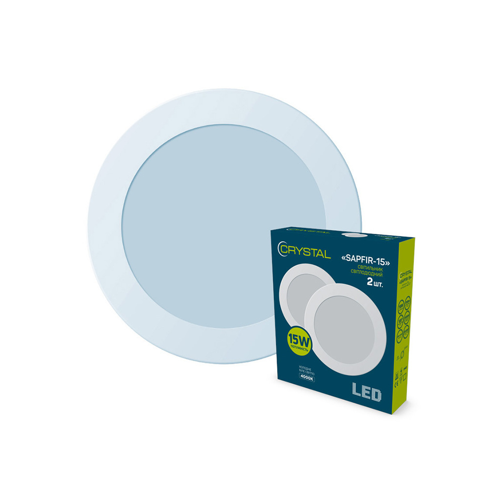 Світильник CRYSTAL SAPFIR-15W 4000K 2шт. (DNL-004) - фото 1 Світильник CRYSTAL SAPFIR-15W 4000K 2шт. (DNL-004) - фото 1