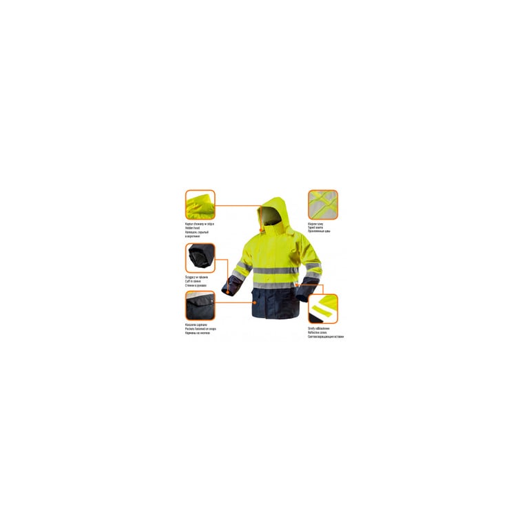 Куртка робоча Neo Tools підвищеної видимості, Oxford 300 D, жовта, р.XL (81-720-XL) - фото 2