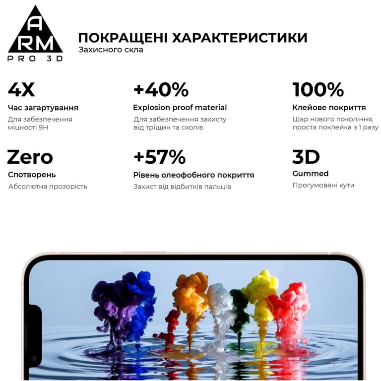 Скло захисне Armorstandart Pro 3D Apple iPhone 13 Pro Max Black (ARM60265) - фото 3