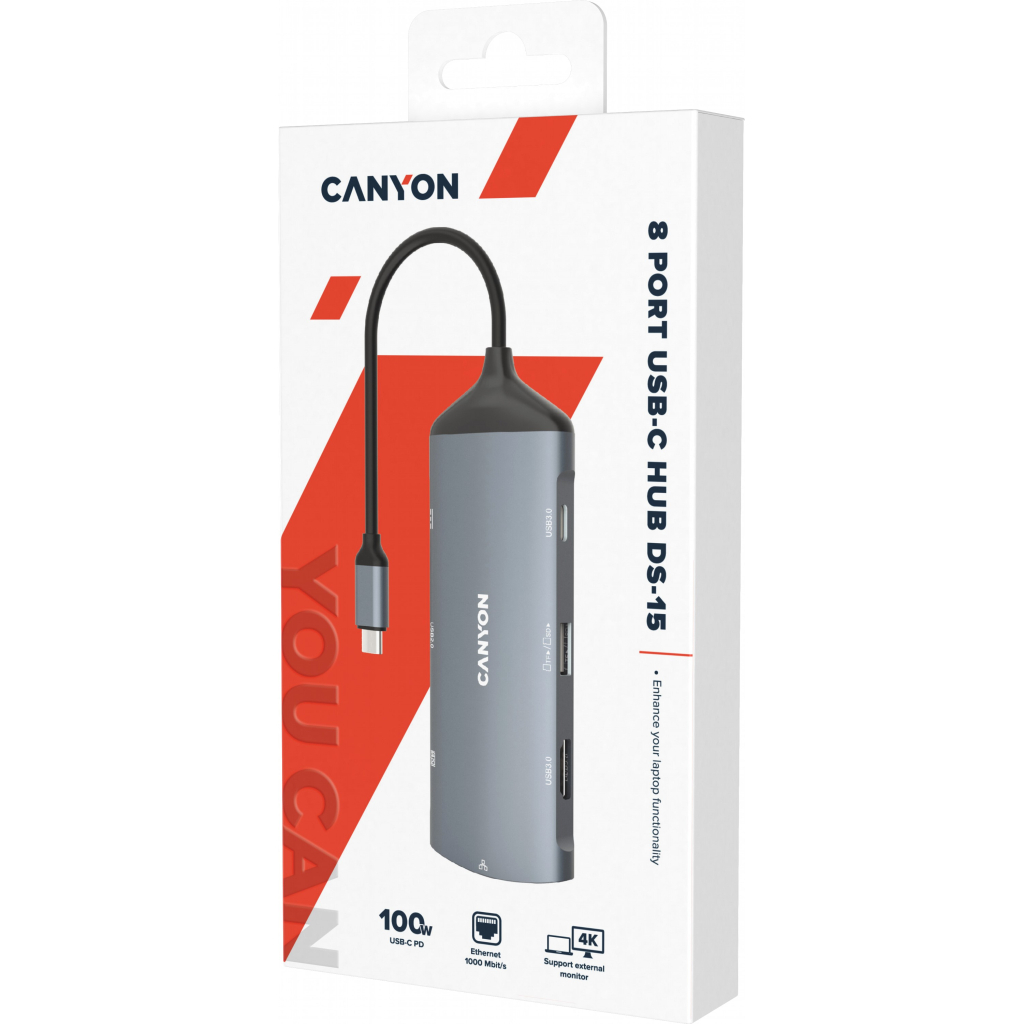 Порт-реплікатор Canyon 8-in-1 USB-C (CNS-TDS15) - фото 6 Порт-реплікатор Canyon 8-in-1 USB-C (CNS-TDS15) - фото 6