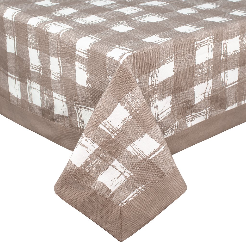 Скатертина Home Line з рамкою Клітинка капучино, 140х180см (158356) - фото 1 Скатертина Home Line з рамкою Клітинка капучино, 140х180см (158356) - фото 1
