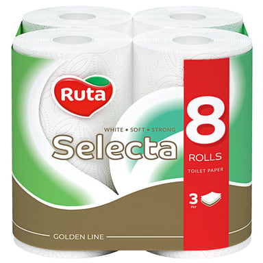 Туалетний папір Ruta Selecta 3 шари 8 рулонів (4820023744806) - фото 1
