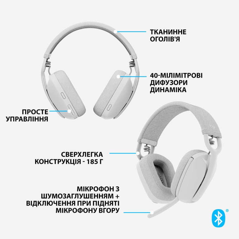Навушники Logitech Zone Vibe 100 Wireless Off-White (981-001219) - фото 6