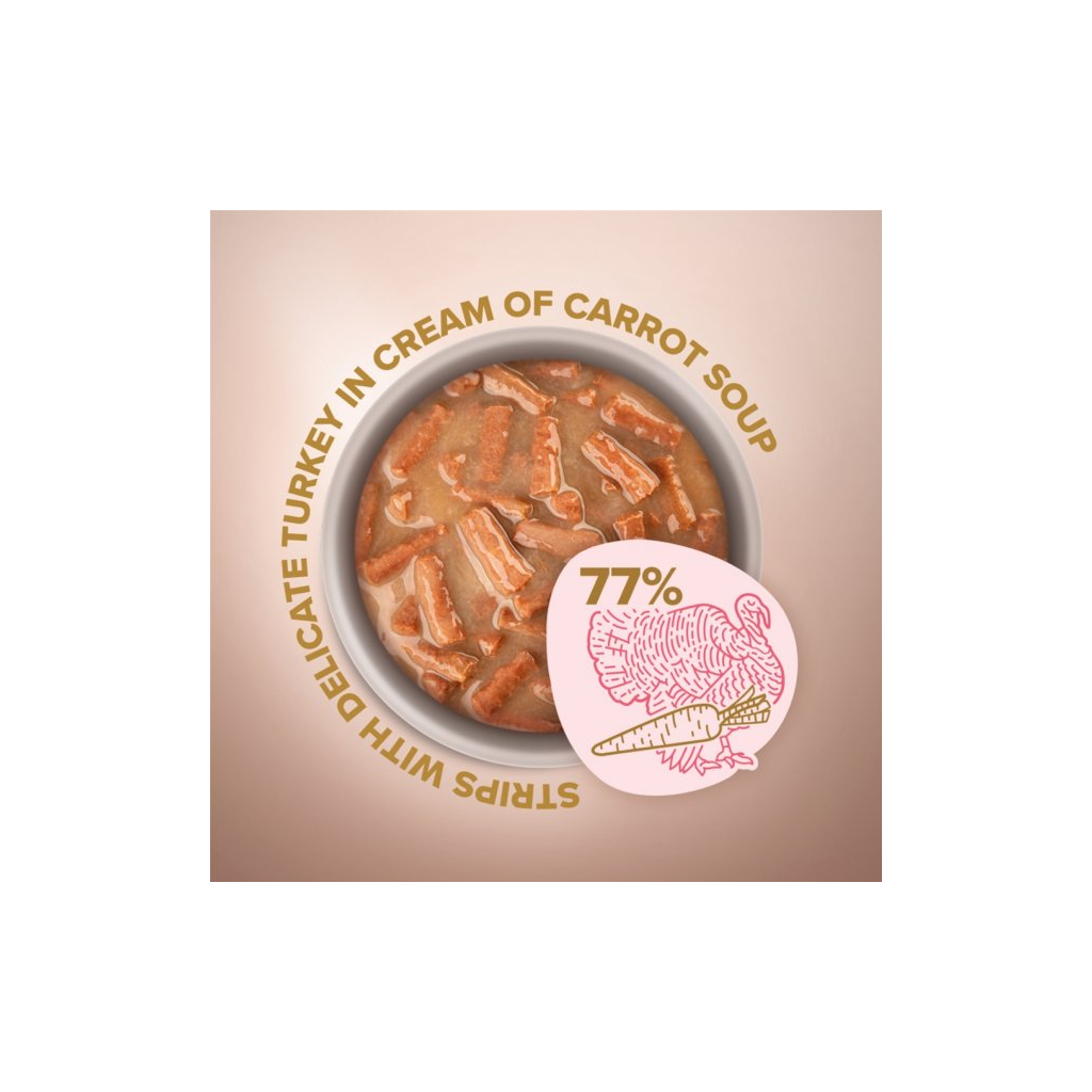 Вологий корм для кішок Club 4 Paws Selection Плюс Смужки з індичкою в крем супі з моркви 85 г (4820215368070) - фото 2 Вологий корм для кішок Club 4 Paws Selection Плюс Смужки з індичкою в крем супі з моркви 85 г (4820215368070) - фото 2