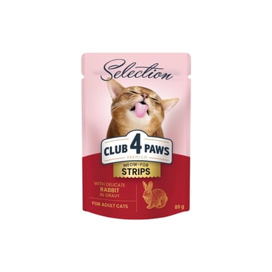 Вологий корм для кішок Club 4 Paws Selection Плюс Полоски с кроликом в соусе 85 г (4820215368087) - фото 1
