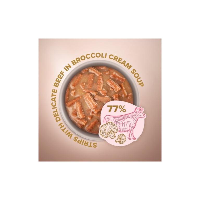 Вологий корм для кішок Club 4 Paws Selection Плюс Смужки з яловичиною в крем супі з броколі 85 г (4820215368100) - фото 2