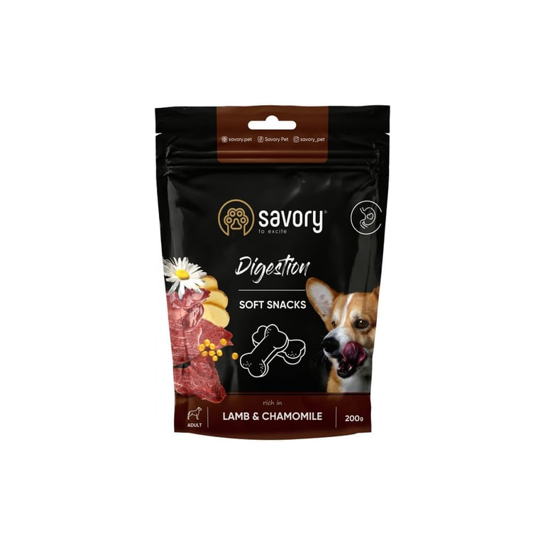 Ласощі для собак Savory для поліпшення травлення ягня і ромашка 200 г (4820232631348) - фото 1