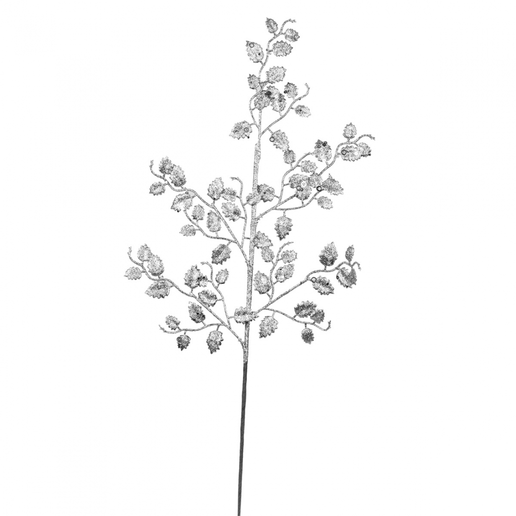Декоративна гілка YES! Fun 65 см, срібло, гліттер (973866) - фото 1