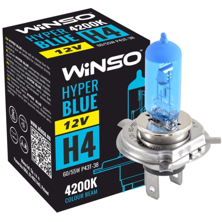 Автолампа WINSO H4 HYPER BLUE 4200K 60/55W (712440) - фото 2