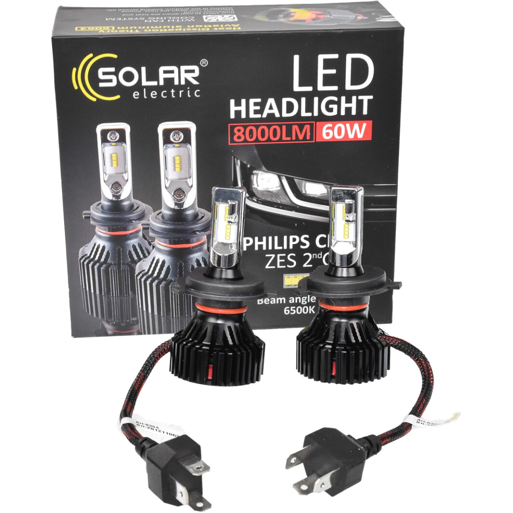 Автолампа SOLAR H4 12/24V 6500K 8000Lm 60W ZES Chip (8304) - фото 3 Автолампа SOLAR H4 12/24V 6500K 8000Lm 60W ZES Chip (8304) - фото 3
