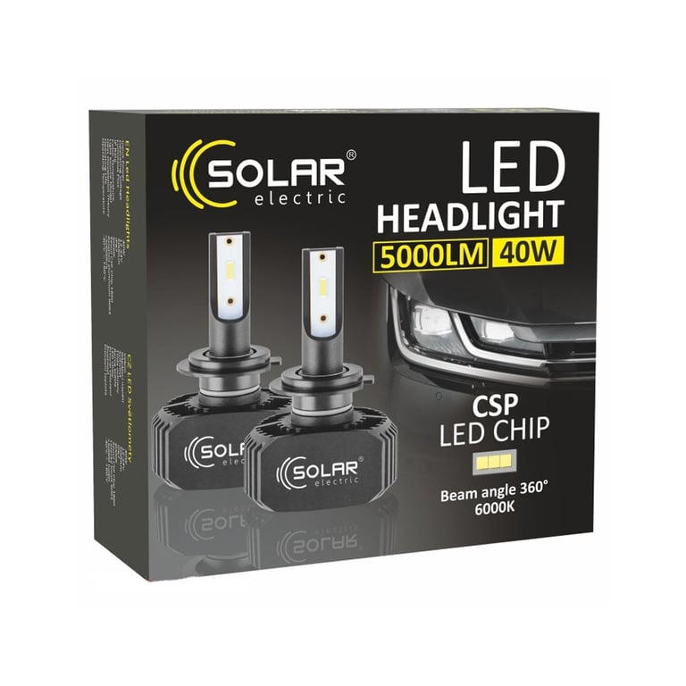 Автолампа SOLAR H7 LED 12/24V 40W 5000Lm 6000K, CSP1860 (8207) - фото 3